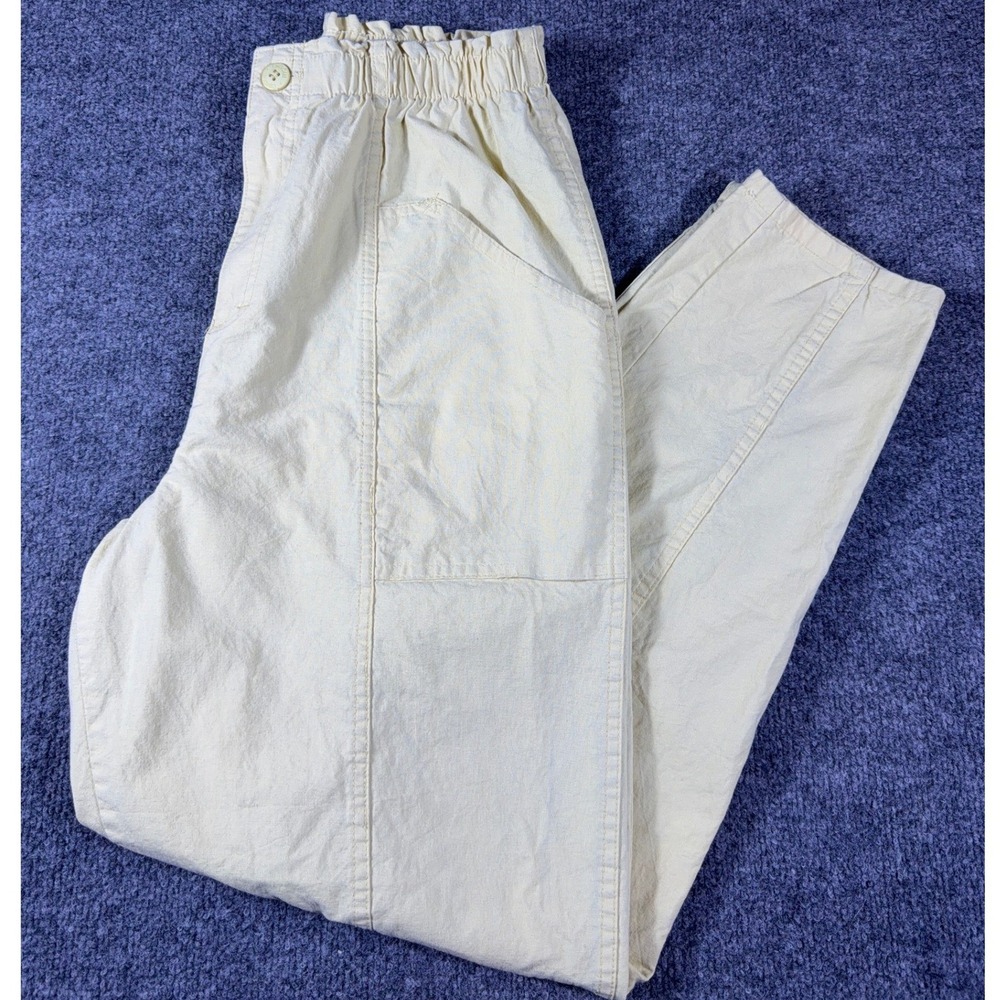 Vintage Cherokee High Waisted Cotton Pants Cream Made in USA Size 14 FW1101